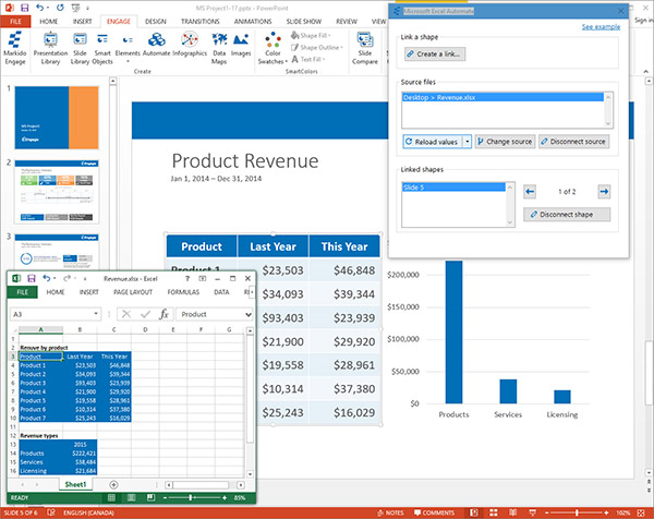 Engage screenshot of presentation automation with Excel ShapeLink