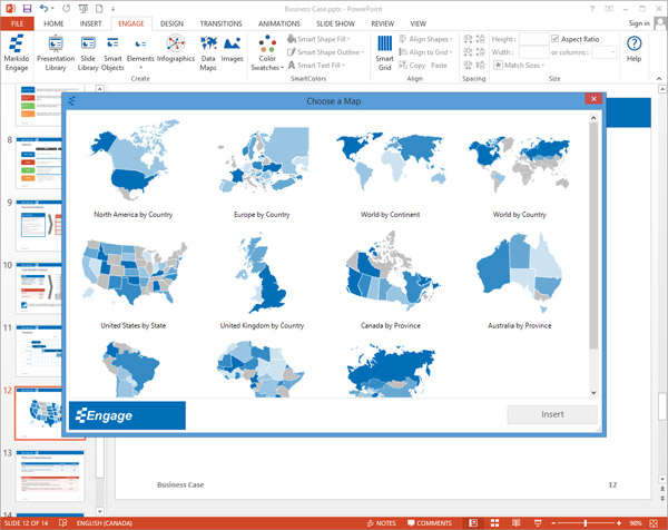 Engage screenshot of the datamap dialog