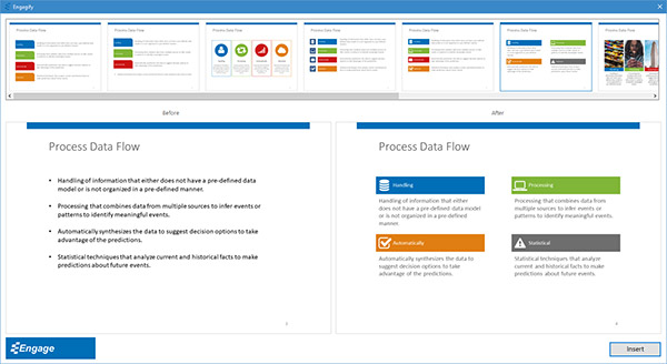 Engage screenshot of Engagify dialog showing a before and after