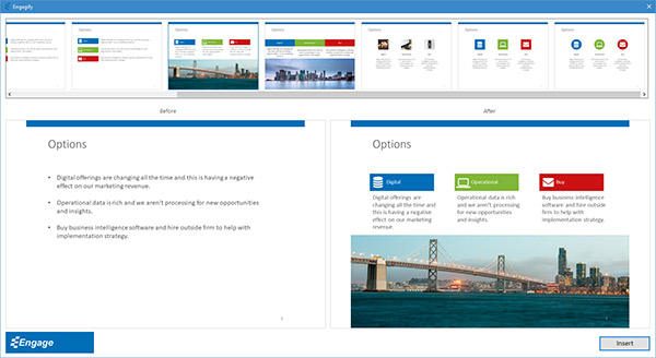 Engage screenshot of Engagify dialog showing a before and after