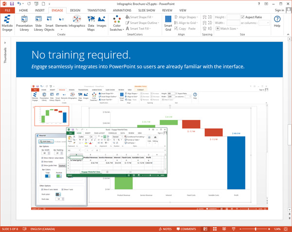 Engage screenshot of editing waterfall excel data